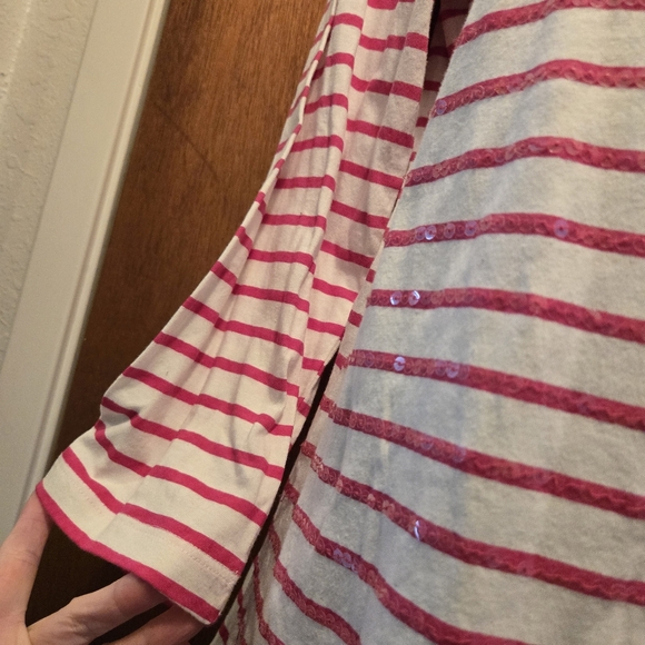 J.j Collectibles white & pink/red stripped t-shirt szM - Picture 6 of 8